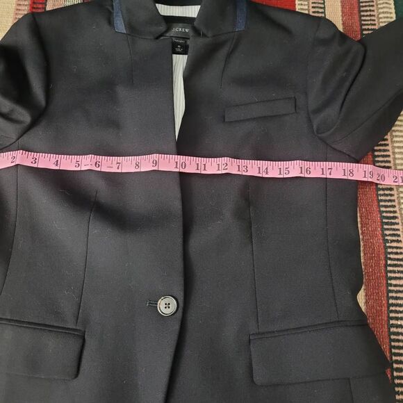 J. Crew Black Wool Flannel Regent Blazer Jacket Sz 6 Single Button B0323 - Picture 8 of 12